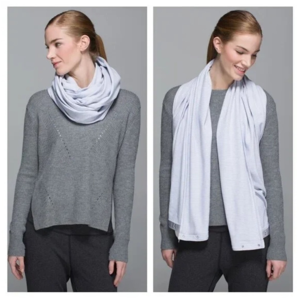 Lululemon White/grey 1/8 stripe Vanyasa Scarf